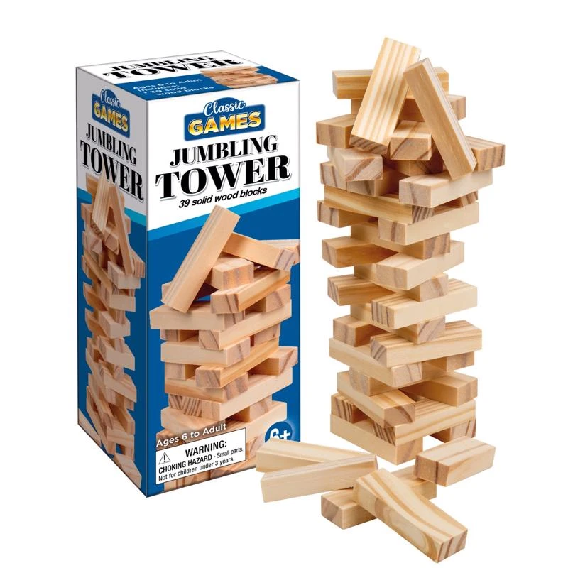 Classic Games Jumbling Tower Natural Wood Set 39 Pieces