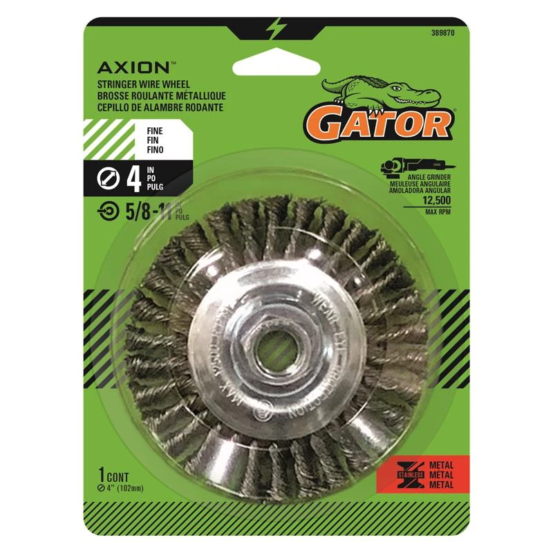 4 In. Coarse Knotted/twisted Wire Wheel Brass Coated Steel 12500 Rpm Model 389870