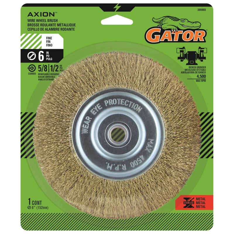 6 Inch Fine Cable Twist Wire Wheel Brush Brass Coated Steel 4500 Rpm