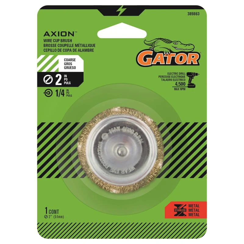 2 Inch Coarse Crimped Wire Cup Brush Brass Coated Steel 4500 Rpm
