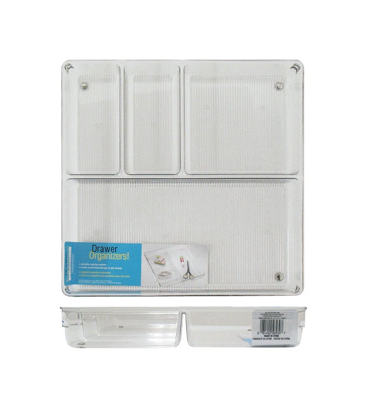 Linus Clear Plastic Drawer Organizer 2 In. H X 12 In. W X 12 In. D