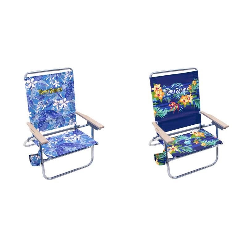4-position Assorted Beach Folding Chair - Aluminum Frame, Adjustable, Cup Holder