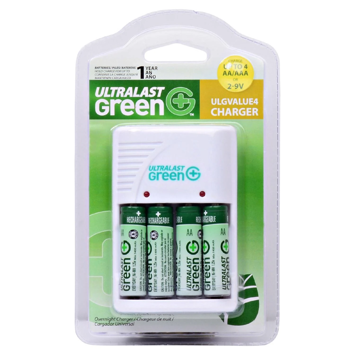 4 Battery Charger For Aa/aaa Batteries - White - Model Ulgvalue4