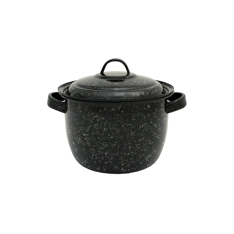 Porcelain Enamel Pot With Lid 8.6 In. Diameter, 4 Quart Capacity, Black