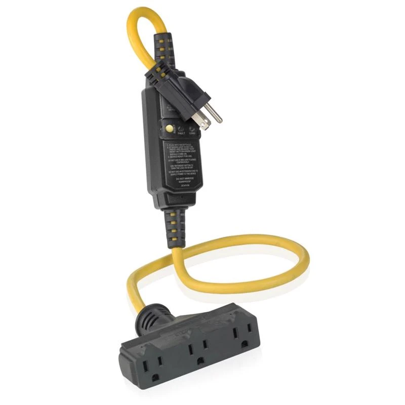 3 Ft. Outdoor Extension Cord 14/3 Sjtw Black/yellow With 3 Outlets