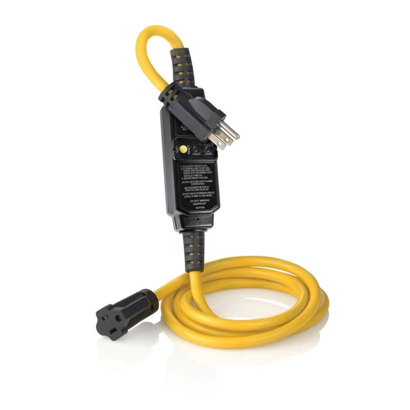 6 Ft. Outdoor Black/yellow Extension Cord 14/3 Sjtw With Gfci