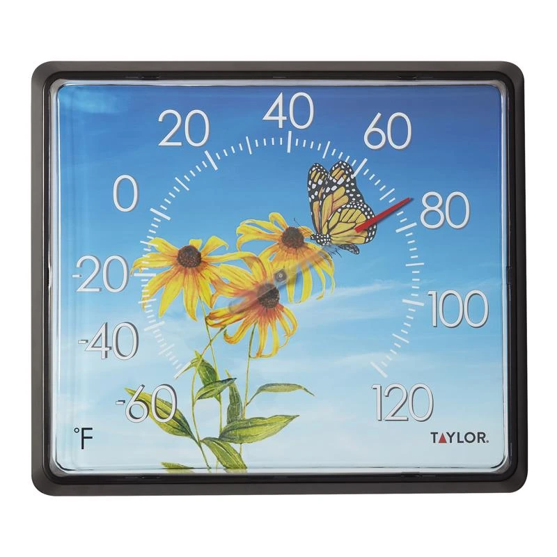 Butterfly Dial Thermometer Plastic Multicolored 14 In. For Indoor And Outdoor Use
