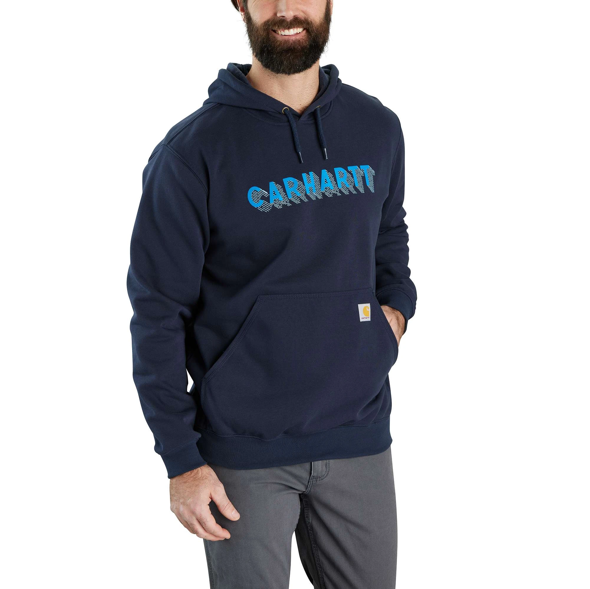 Rain Defender Loose Fit Midweight Logo Graphic Sweatshirt For Men - New Navy - Xl