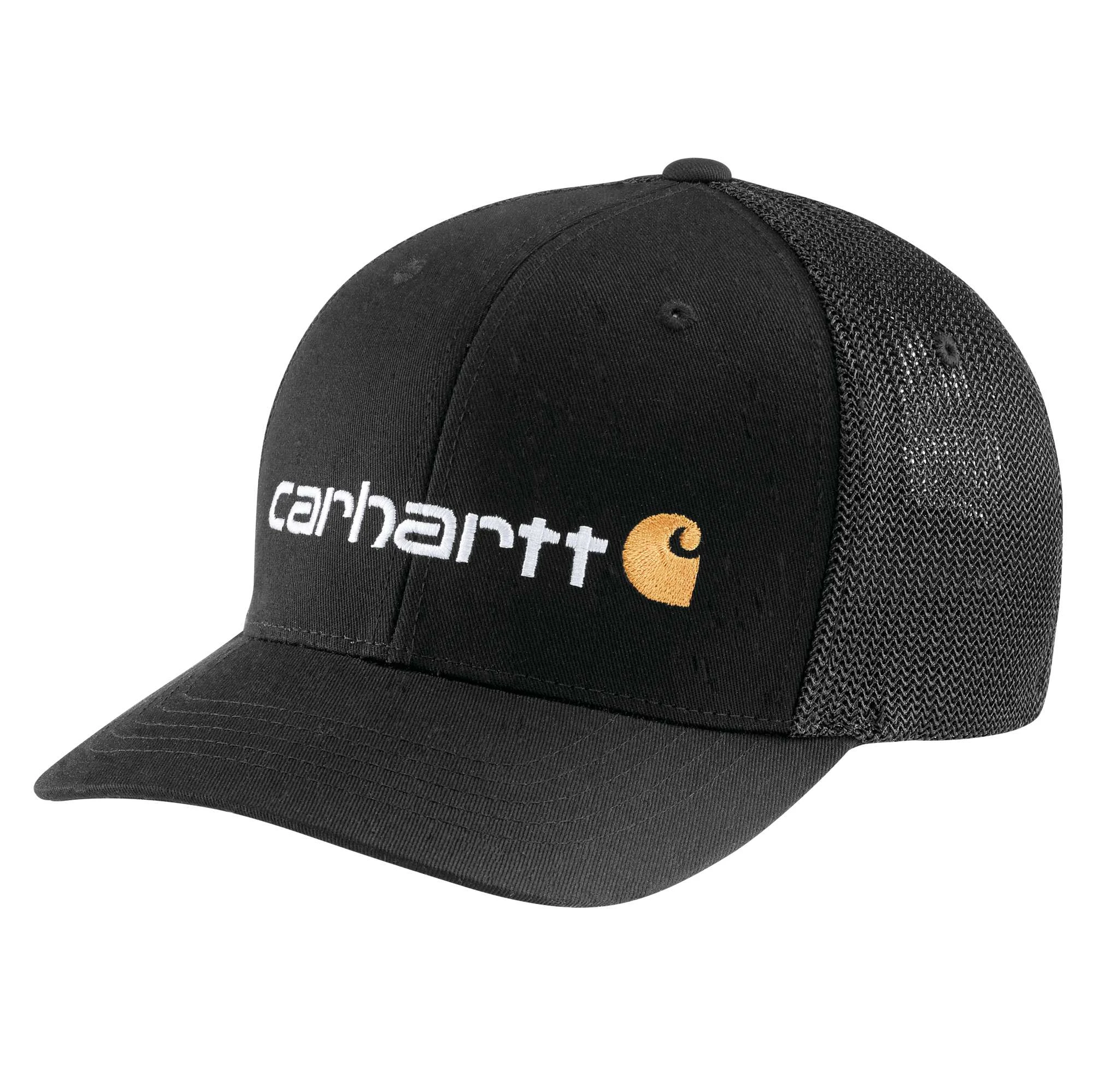 Rugged Flex Fitted Canvas Mesh-back Logo Graphic Cap For Men - Black, Size S/m