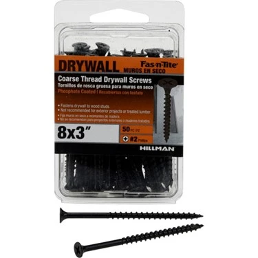 #8 X 3-inch Flat-head Coarse Thread Drywall Screws - 50 Count
