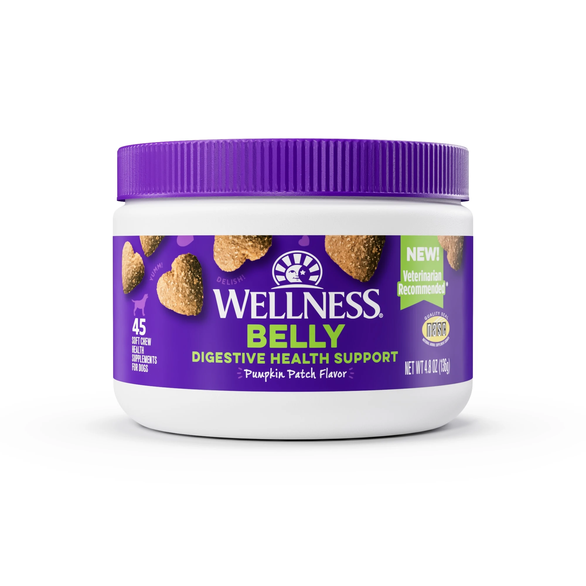 Pumpkin Patch Flavored Soft Chew Digestive Health Supplements For Dogs, 45 Count