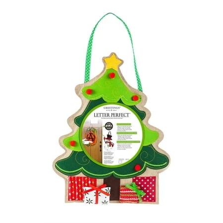 Christmas Tree Monogram Burlap Door Decor - Festive Holiday Home Accent