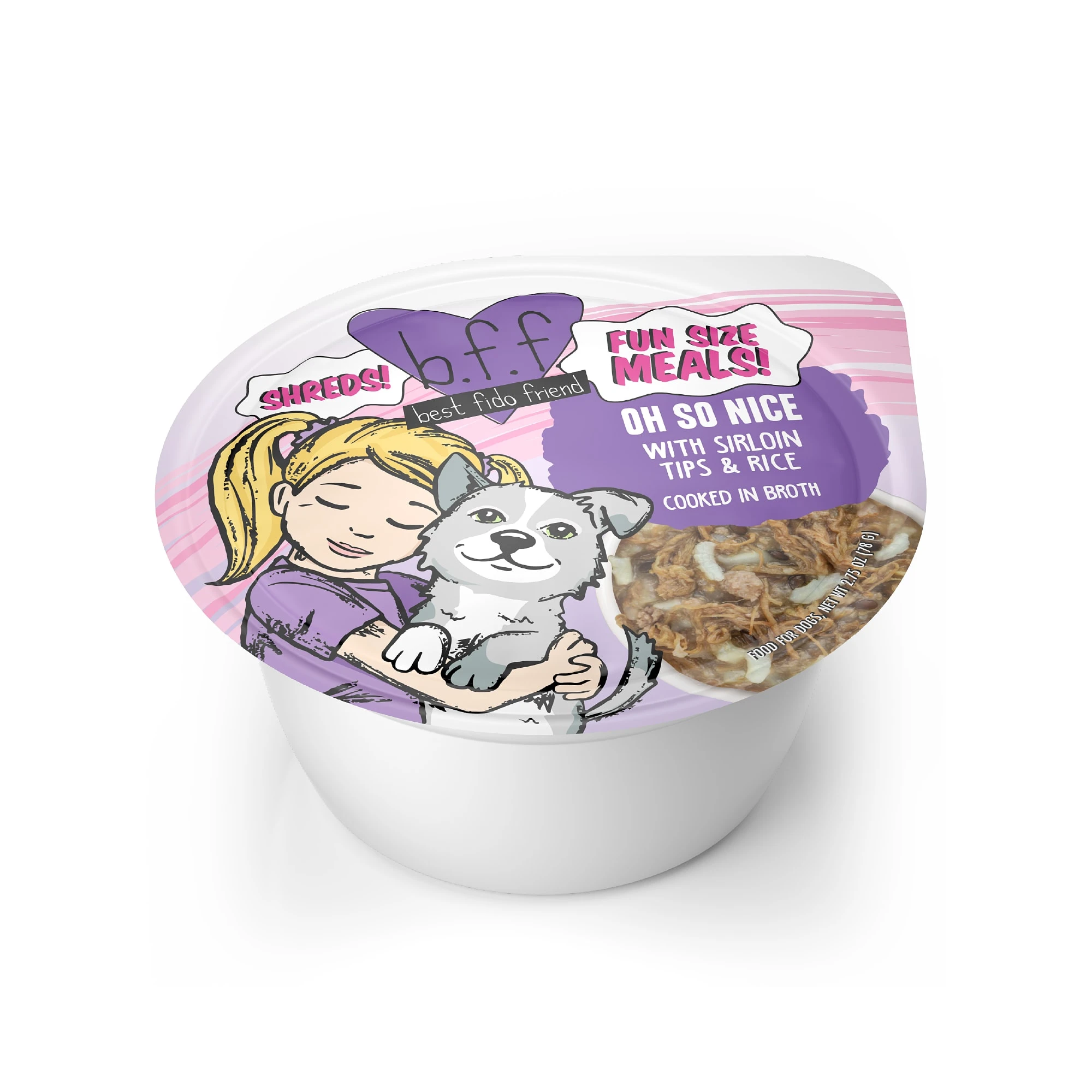 B.f.f. Fun Size Meals! Oh So Nice With Sirloin Tips & Rice In Broth Wet Dog Food 2.75 Oz.