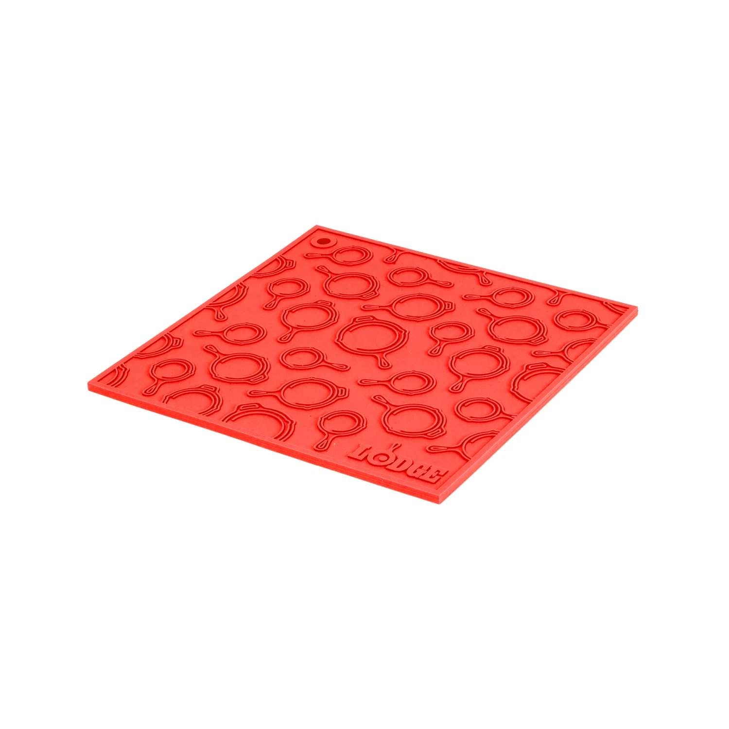 7 Inch Square Red Silicone Trivet With Skillet Pattern
