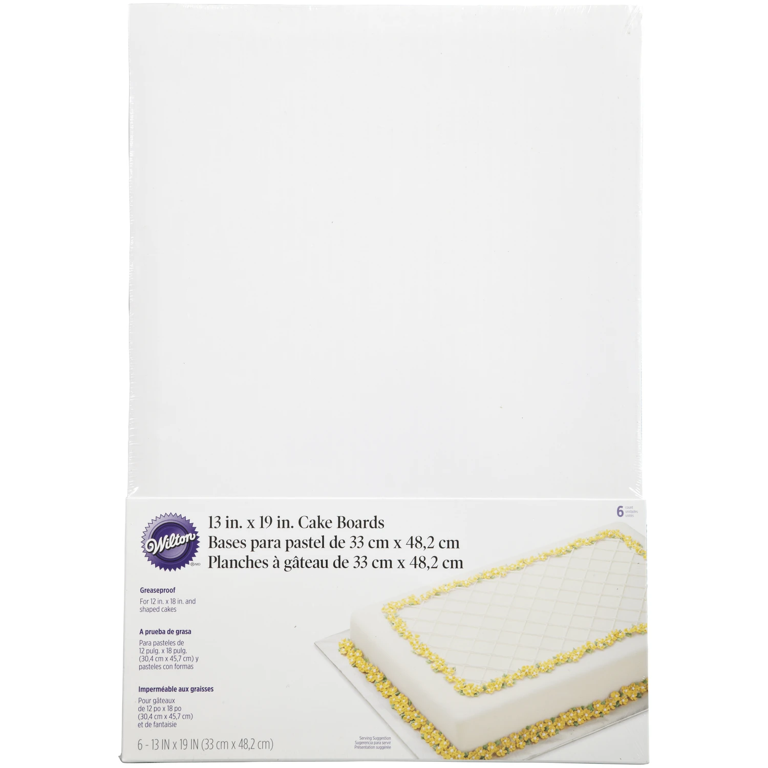 Wilton W2104552 Cake Boards-13 in. x 19 in. Rectangle 6-Pkg