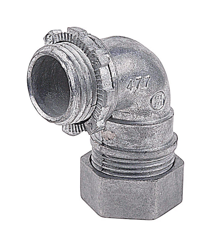 Conduit Fitting, EMT Compression Connector, 90 Degree, 1/2-In.