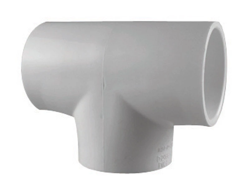 Schedule 40 PVC Pressure Pipe Fitting,Tee, White, 2 In.