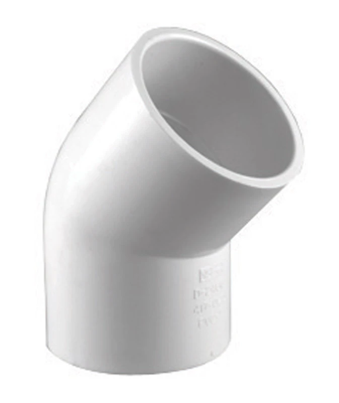 Schedule 40 PVC Pressure Pipe Elbow, 45-Degree, White, 2 In.