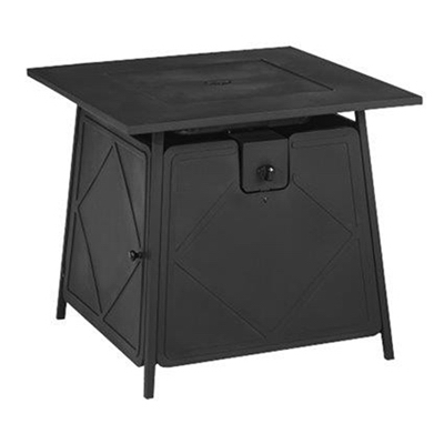 Gas Fire Pit Table, Steel, 28-inch Square With Lava Rock