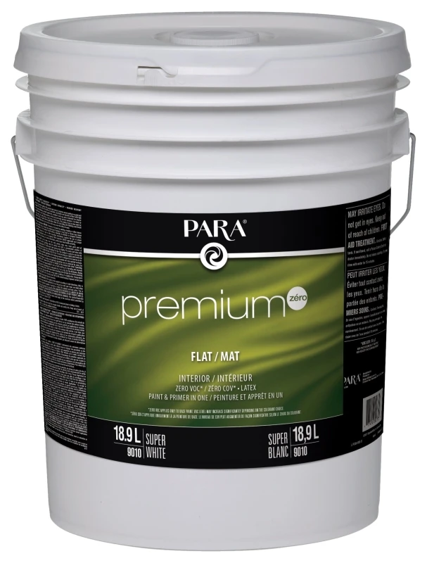 Premium Interior Latex Flat Paint And Primer, Zero Voc, White, 5 Gallon Pail