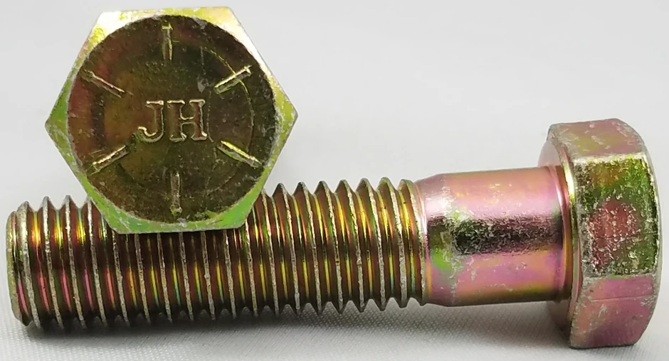 1/4-20 X 2-1/4 Yellow Zinc Grade 8 Coarse Hex Cap Screws - Steel