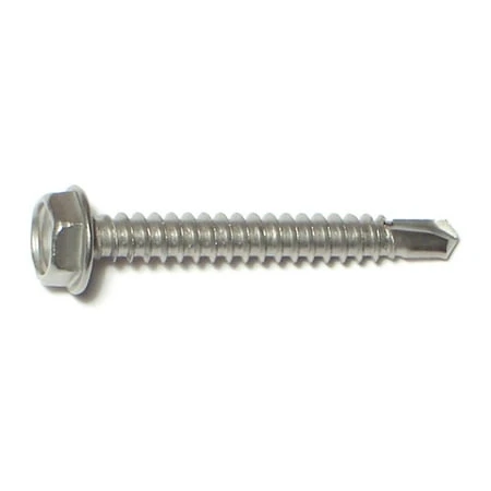#10 X 1-1/2 Inch Hex Head Self-drilling Sheet Metal Screws Stainless Steel 410