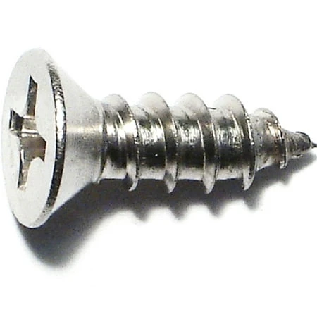 #14 X 3/4 Inch Phillips Flat Sheet Metal Screws Stainless Steel 18-8 - 100 Count