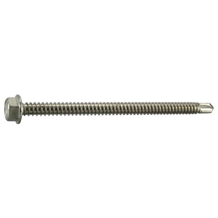 #14 X 4 Inch Hex Head Self-drilling Sheet Metal Screws Stainless Steel 410 - 25 Count