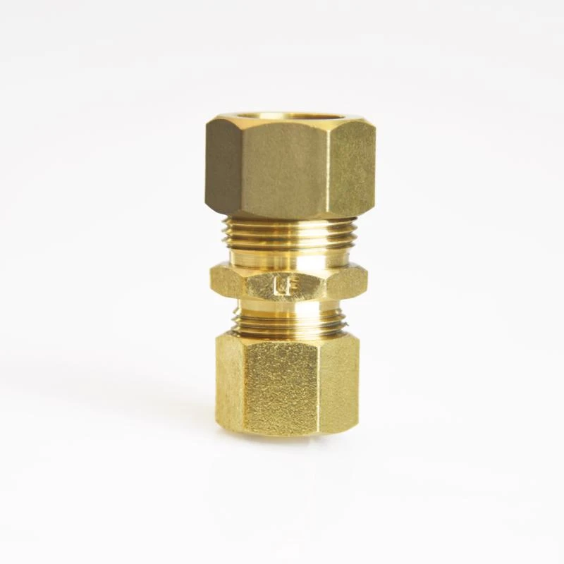 5/8 In. Compression X 1/2 In. D Compression Yellow Brass Union Fitting