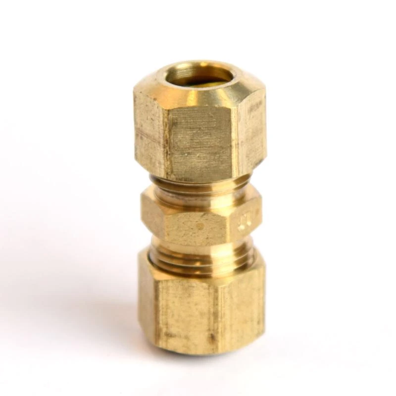 5/16 In. Compression X 5/16 In. D Compression Yellow Brass Union Fitting