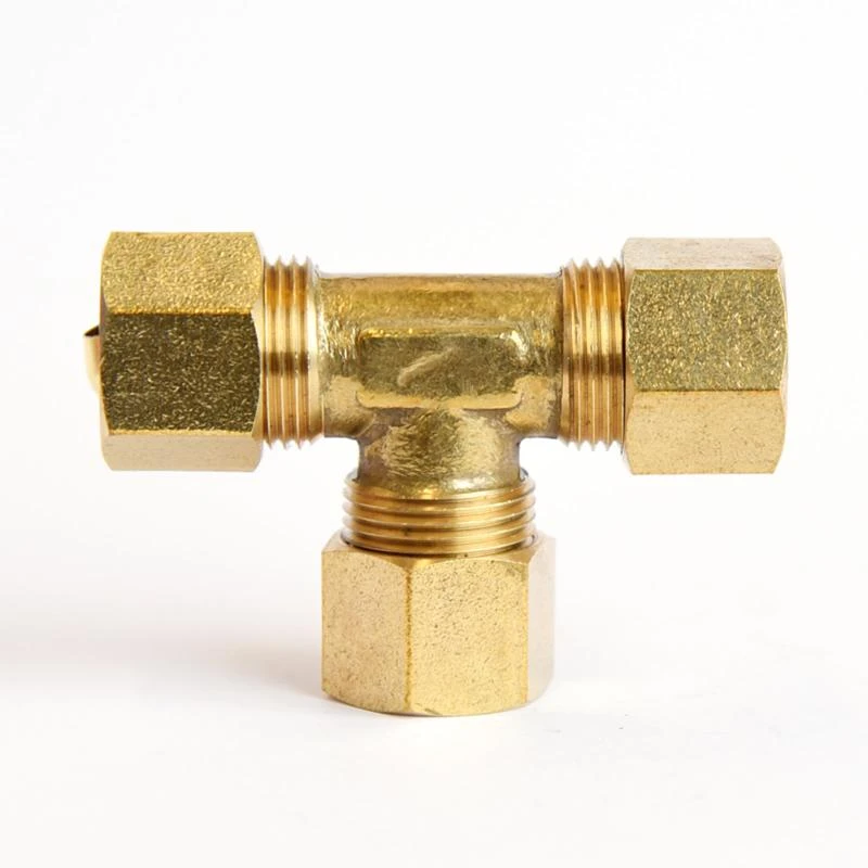 1/2 In. Compression X 1/2 In. D Compression Yellow Brass Tee Fitting
