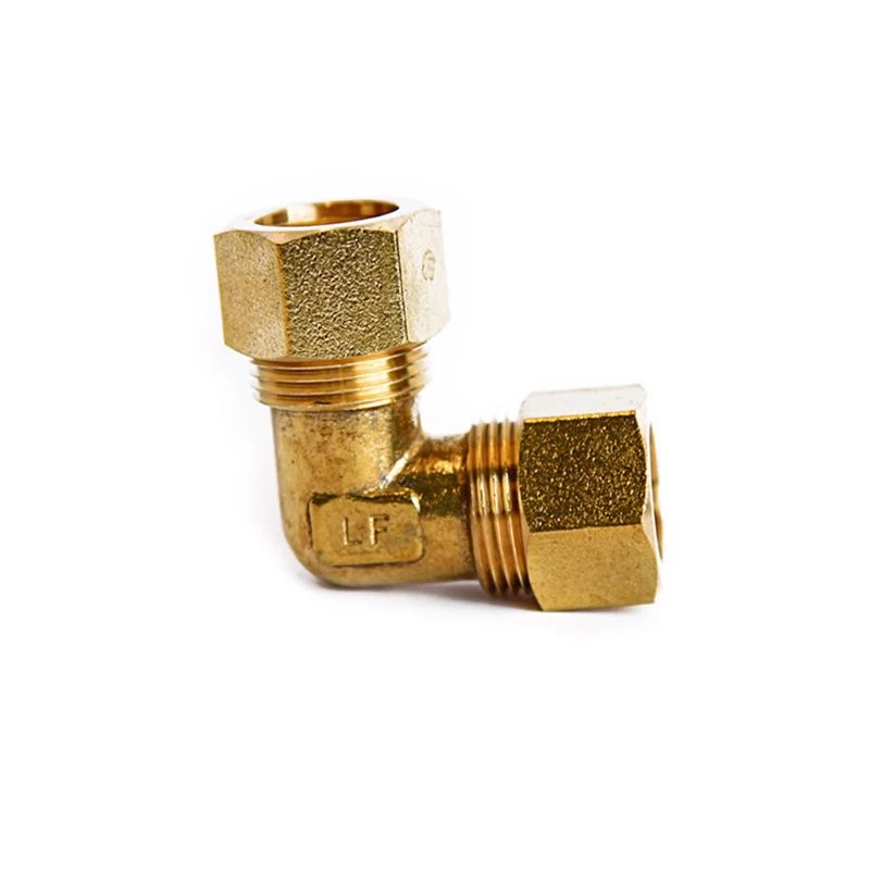 5/8 In. Compression X 5/8 In. D Compression Yellow Brass 90 Degree Elbow Fitting