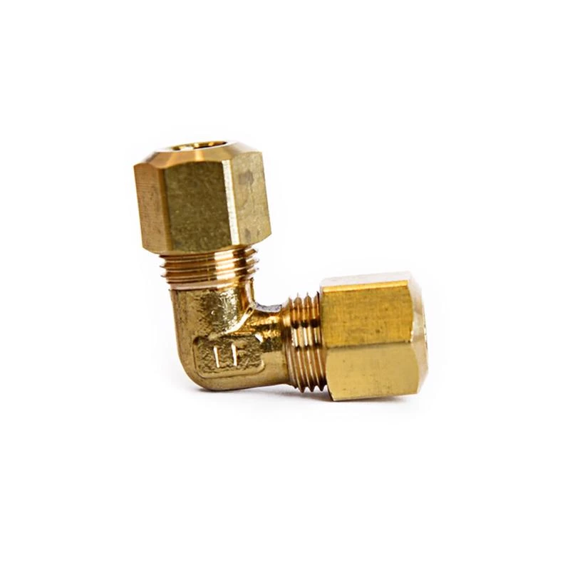 1/4 In. Compression X 1/4 In. D Compression Yellow Brass 90 Degree Elbow Fitting