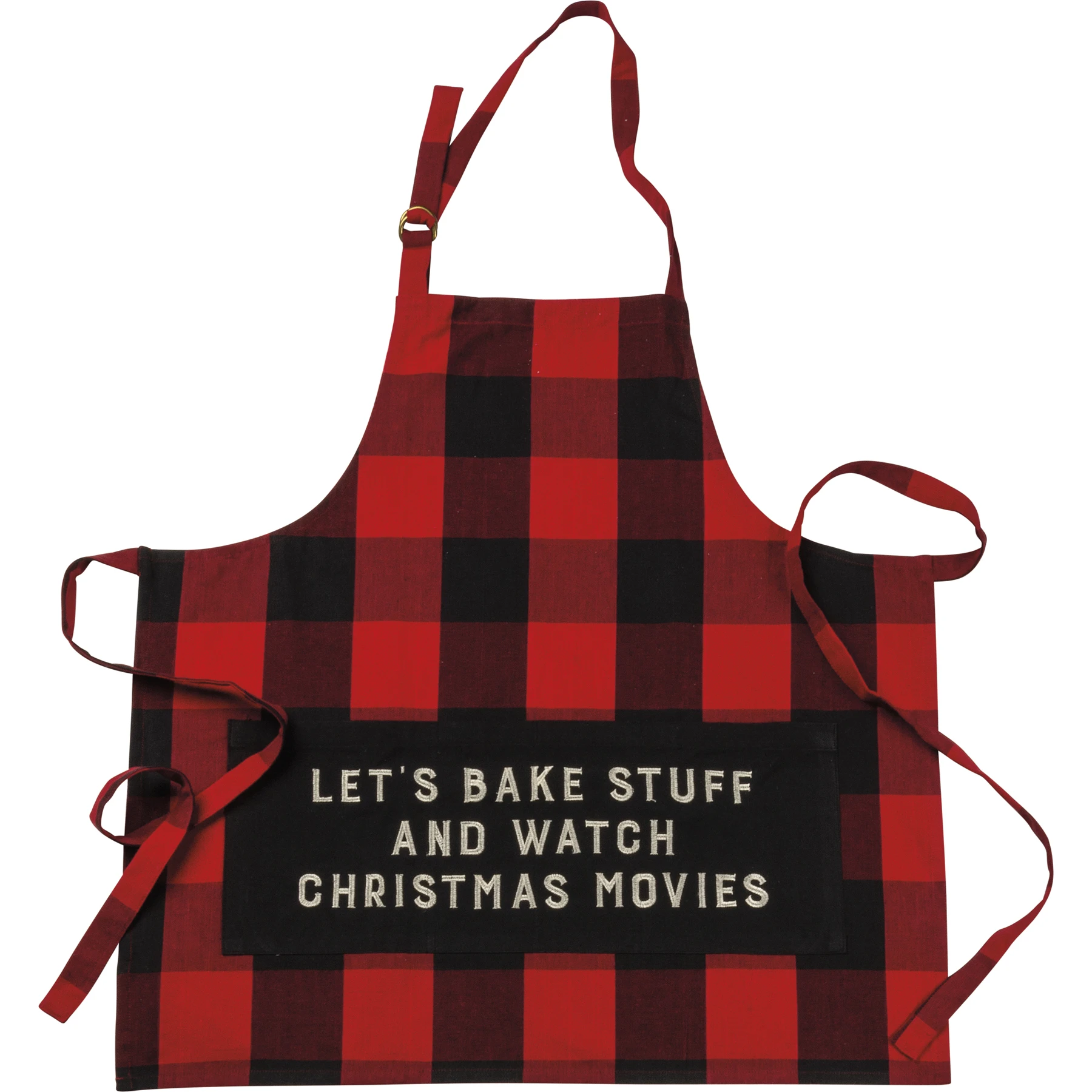 Cotton Apron With Buffalo Check Pattern - Let's Bake Stuff And Watch Movies