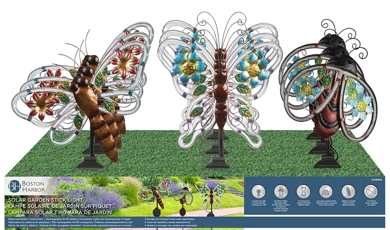 Solar Metal Garden Stick Light - Assorted Designs: Butterfly, Dragonfly, Ladybug