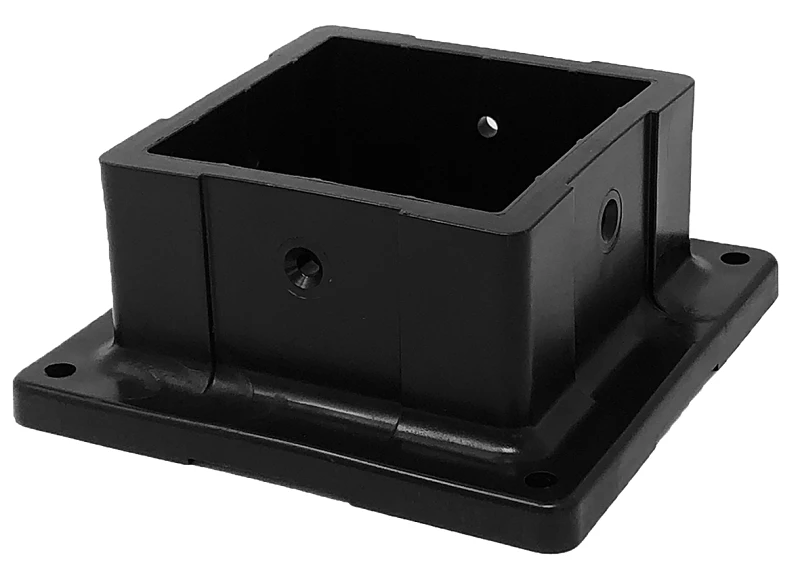 Post Base Anchor, 4x4 Inch, Black Plastic For Wood, Vinyl, Composite