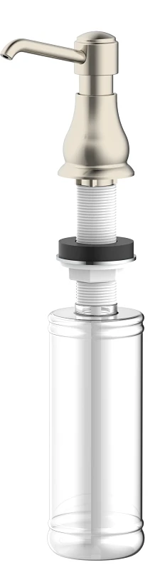 Brushed Nickel Soap Dispenser With 11 Ounce Capacity And Top Refill Design