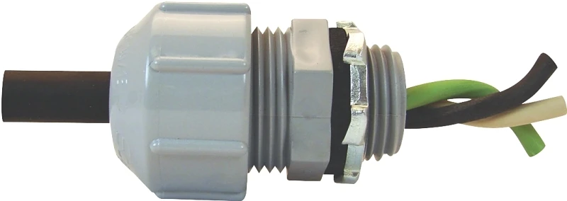 1/2 Inch Pvc Threaded Strain Relief Connector With Metal Locking Ring And Grommets