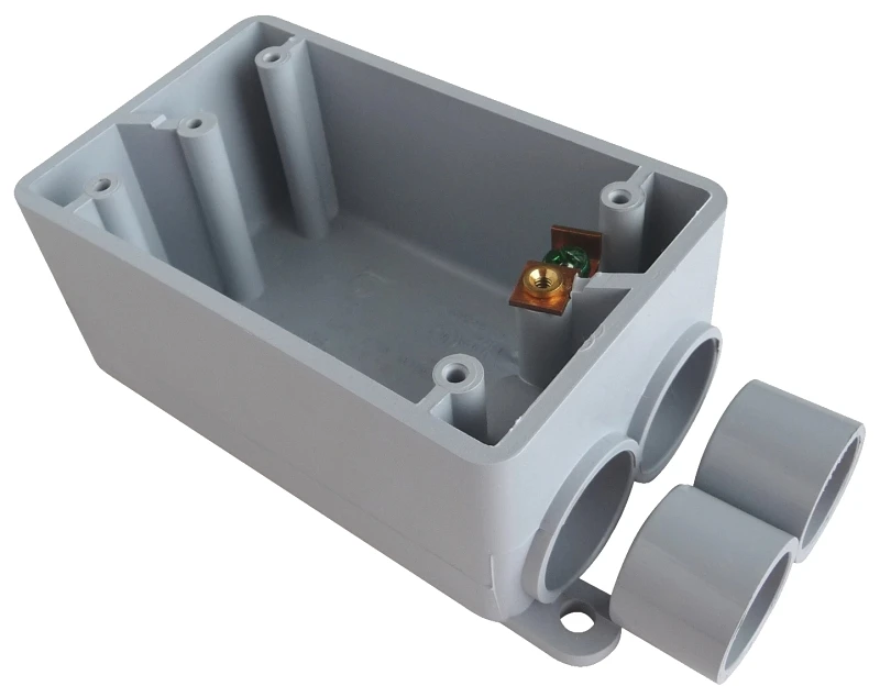 One-gang Electrical Box Pvc For 1/2 And 3/4 Inch Conduit With Reducer Bushings