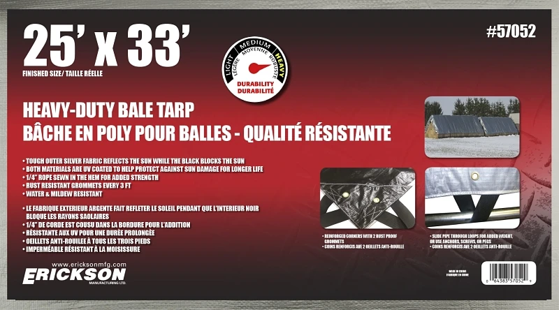 25' X 33' Silver Tarp Bale - Heavy Duty Waterproof Cover