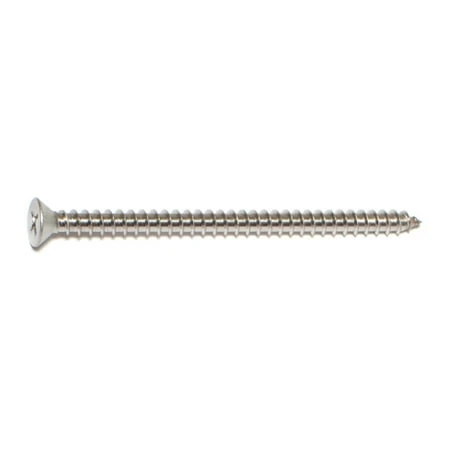 #10 X 3" Phillips Flat Head Stainless Steel Sheet Metal Screws 18-8 - 50 Count