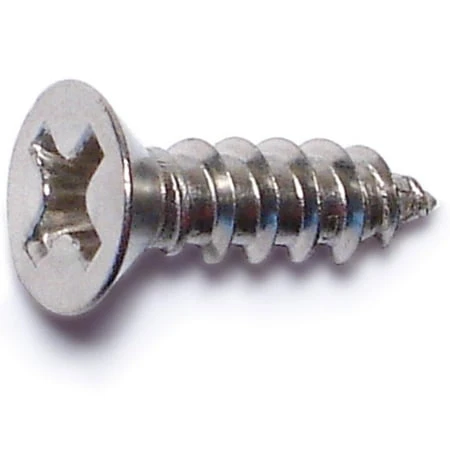 #6 X 1/2 Inch Phillips Flat Sheet Metal Screws Stainless Steel 18-8 - 100 Count