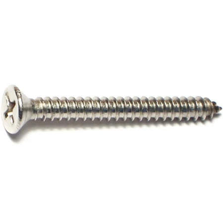 #8 X 1-1/2 Inch Stainless Steel Phillips Flat Sheet Metal Screws - 30 Count
