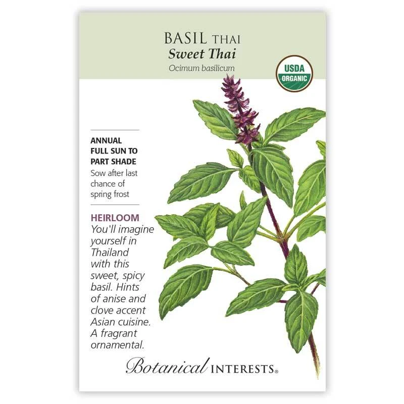 Organic Sweet Thai Basil Seeds - 300 Mg For Culinary And Gardening Use
