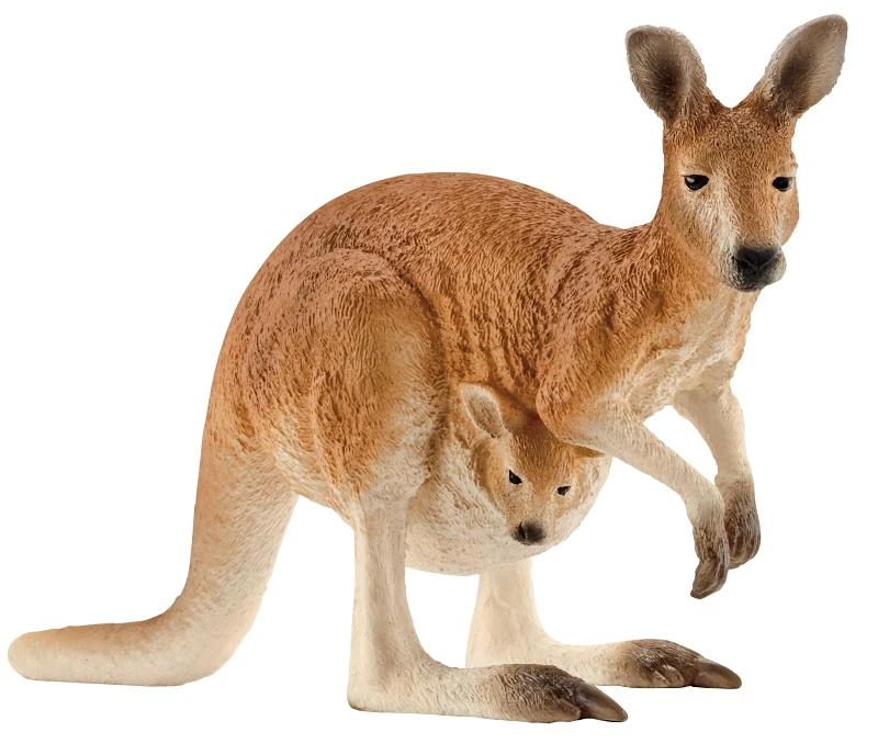 Red Mother & Baby Kangaroo Toy Animal Figure For Ages 3 And Up, Model 14756