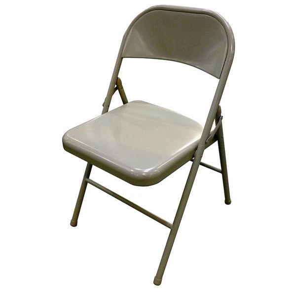 Beige Steel Folding Chair Durable Lightweight Portable Seating