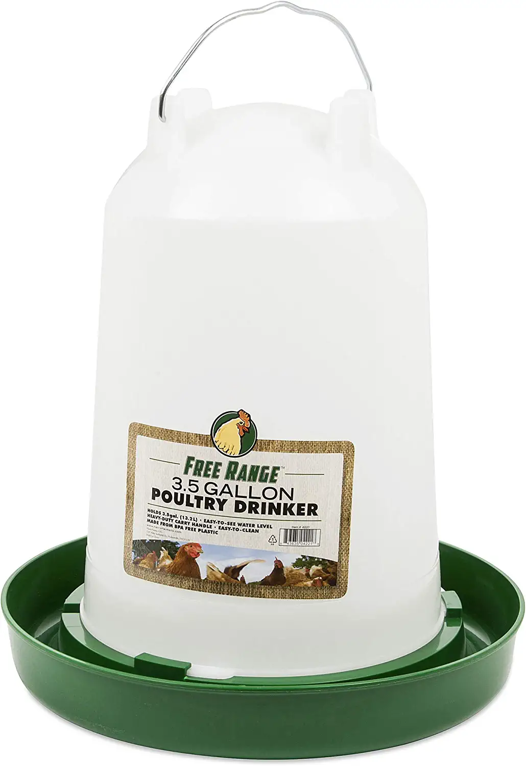 Poultry Drinker for Small Flock, 3.5 Gallon Capacity, Durable Water Container