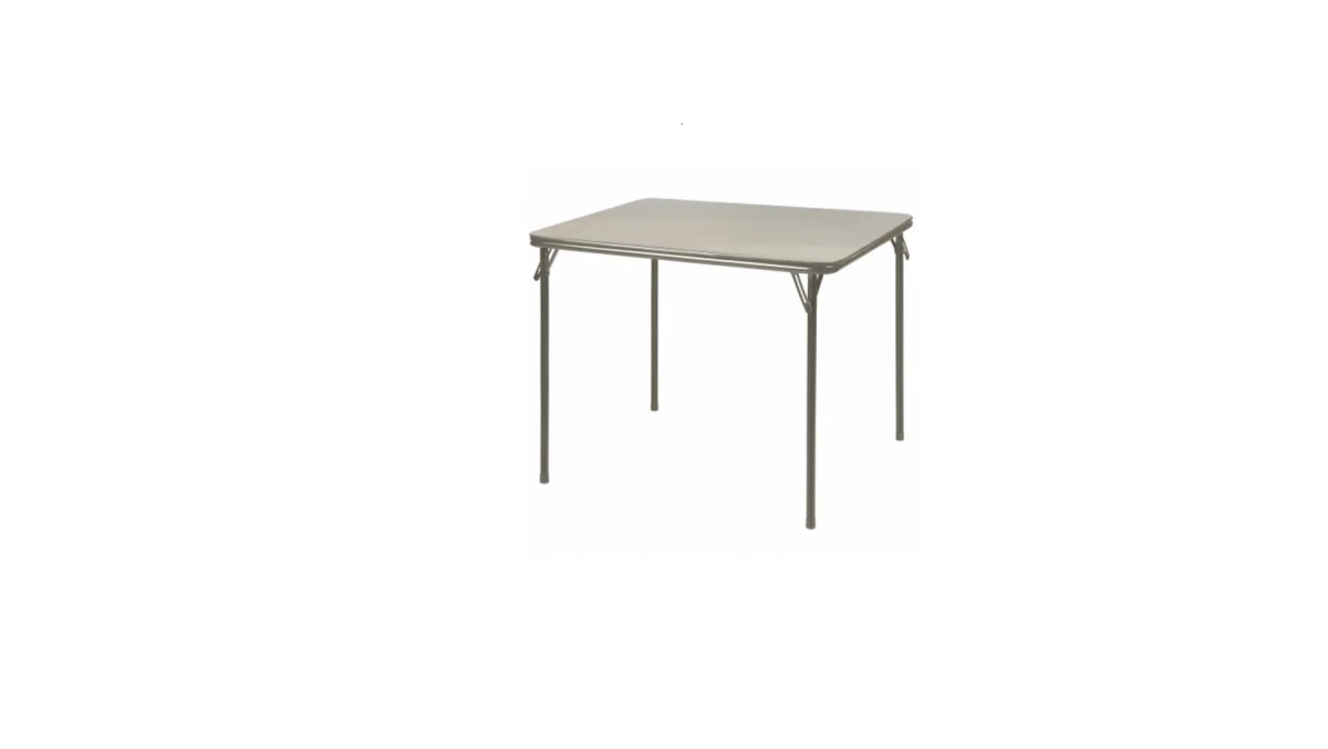 Beige Vinyl Padded Card Table, 34 Inch Square Surface