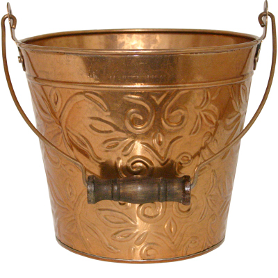 8 Inch Copper Floral Metal Planter with Handle for Decorative Use