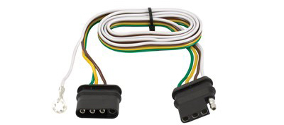 4-way Flat Trailer Connector, 36-inch Wire Extension Loop With Ground Wire